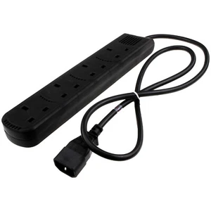 IEC C14 to 4 Way UK Mains Sockets Lead UPS Power Splitter 1m BLACK - Picture 1 of 4