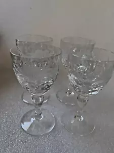 Set of 4 Royal Brierley Honeysuckle Crystal Wine Glasses 5 7/8" - Picture 1 of 10