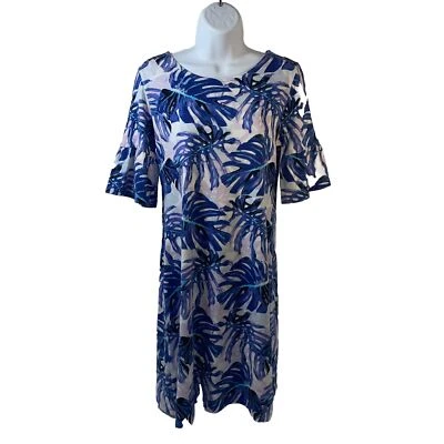 Vestido Rafaella Pequeño Tropical Estampado Floral Multicolor Cuello Ancho Manga 1/2 Foto 1 de 4