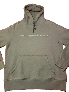 AUDI QUATTRO Authentic Dark Gray Hoodie Sweatshirt Men's Large - Picture 1 of 10