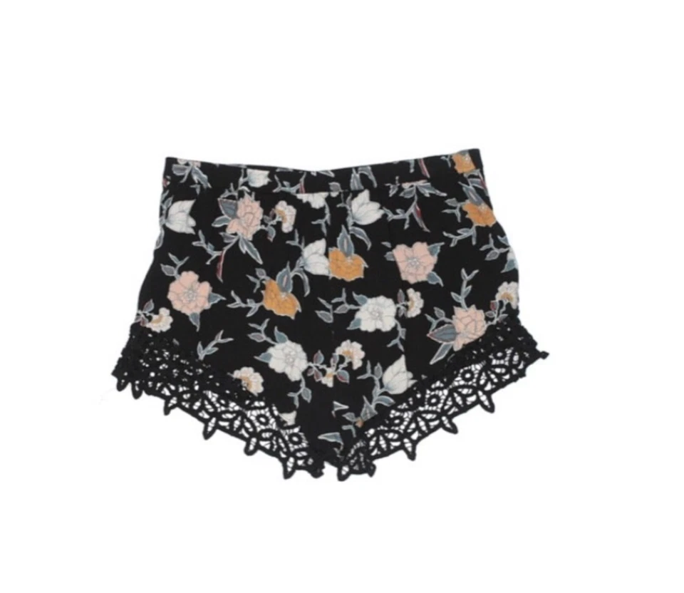 Kendall & Kylie Black Floral Lace Trim Shorts SZ Small Foto 1 de 1