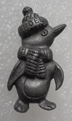 Vintage Miniature Pewter Christmas Penguin Lapel Pin - Image 1 of 4