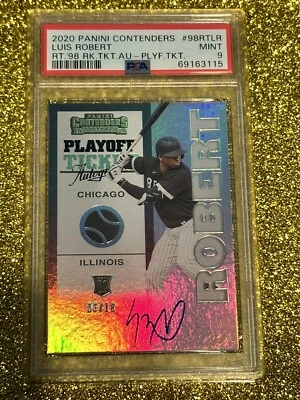 LUIS ROBERT 2020 PSA 9 PANINI CONTENDERS RC PLAYOFF AUTOGRAPH ROOKIE NUM #03/18 - Image 1 of 2