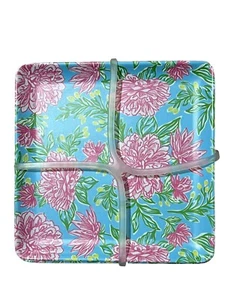Lilly Pulitzer Floral Melamine Appetizer Plates Set Of 4 New - Picture 1 of 3