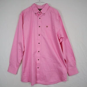 Ariat Shirt Mens LT Large Tall Western Pocket Button Down Pink Long Sleeve - Picture 1 of 6