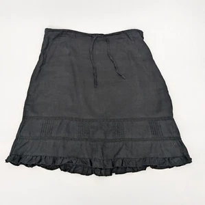 Vintage Old Navy A Line Skirt Women Size 100% Linen Ruffle Crochet Goth Coastal - Picture 1 of 10