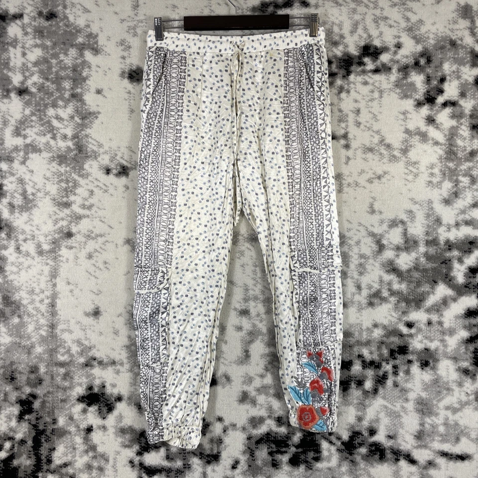 Calça Johnny Was Mazey Feminina Tamanho Extra Pequeno Branca Bolinhas Boho - Imagem 1 de 4