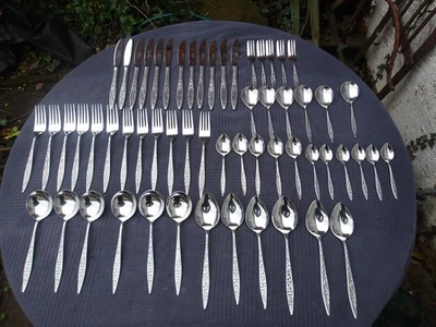 58 Teile VINERS Mosaik Edelstahl Besteck - 1 Teelöffel & Kuchengabel fehlt - Bild 1 von 4