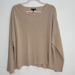 Eileen Fisher gerippter Pullover Damen beige 100% Tencel Lyocell Größe XL Oversized - Bild 1 von 5