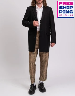 RRP€2580 DOLCE & GABBANA Wool Flannel Coat IT50 US40 L Black Single-Breasted - Image 1 of 4