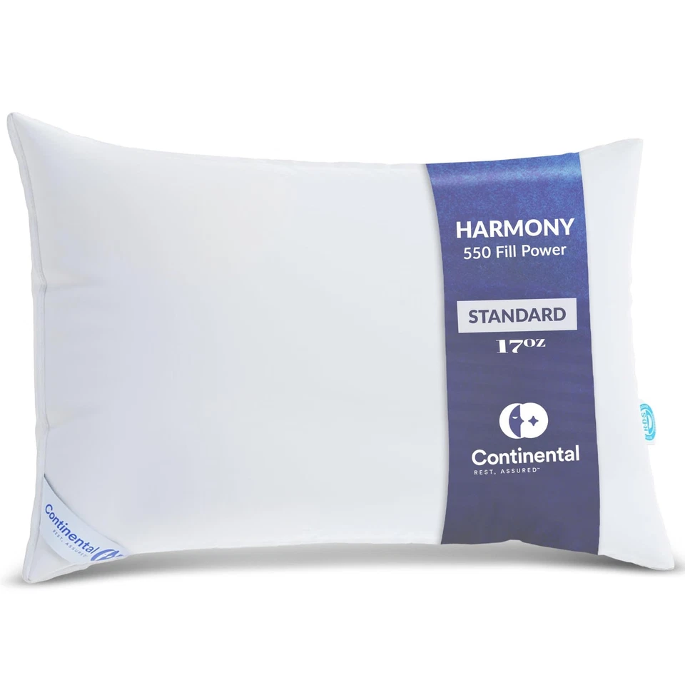 CONTINENTAL Bedding Premium 100 White Goose Down Soft Pillow Standard Size