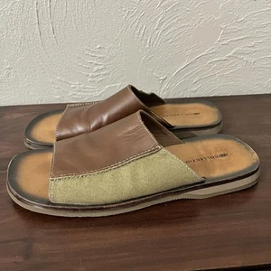 Skechers vintage Y2K brown leather canvas slide slip on sandals men’s size 10 - Imagen 1 de 8