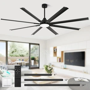 96 Inch Industrial Ceiling Fan with Light and Remote Control,Large Ceiling Fa... - Picture 1 of 6