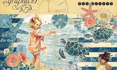 Graphic45 SUN KISSED PAQUETE DE 8 CARTULINAS IMPRESAS A DOBLE CARA 12x12 Foto 1 de 4