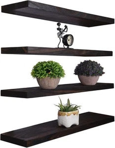 Scaffali Galleggianti in Legno per Decorazione Parete Scaffali Rustici da Parete per Camera da Letto Bagno... - Foto 1 di 7