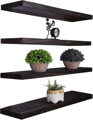 Wood Floating Shelves for Wall Decor Rustic Wall Shelves for Bedroom Bathroom... - Image 1 of 4