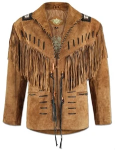 Lederjacke Fransenjacke Wildlederjacke braun Bikerjacke Cowboyjacke Western - Bild 1 von 2