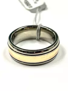 COGE TITANIUM & 18k YELLOW GOLD BAND RING SZ 10 POLISHED 8mm 7.5g NEW OLD STOCK - Picture 1 of 5