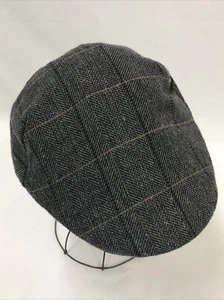 Vtg Style Mens M/L Newsboy Hat Ivy Cap Cabbie Wool Blend Plaid Gray Black Orange - Picture 1 of 10