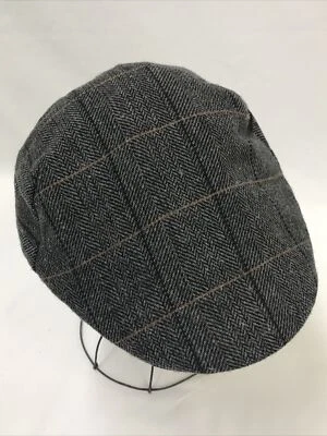 Vtg Style Mens M/L Newsboy Hat Ivy Cap Cabbie Wool Blend Plaid Gray Black Orange - Image 1 of 4