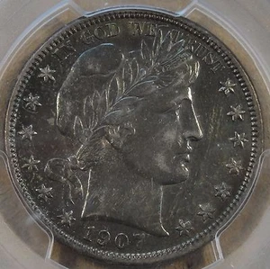 1907-S/S Barber Half Dollar 50c PCGS Certified AU50 - Picture 1 of 4