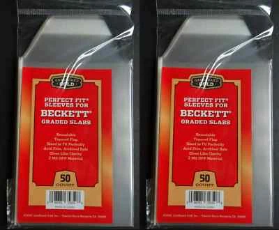100 Perfect Fit Sleeves for BECKETT Graded Slabs Acid free Cardboard Gold sale!