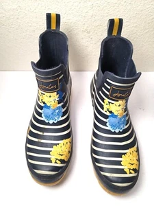 Joules Wellibob Damen Blumen Streifen Stiefeletten Regenstiefel Größe 9 Gummi & Textil - Bild 1 von 9
