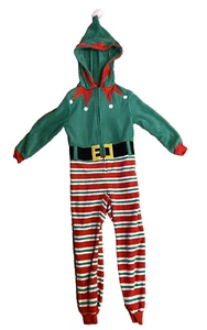 Cat & Jack Unisex Size 4 Elf One-Piece Fleece Sleepwear Zip-Up Pajama with Hood - Picture 1 of 5