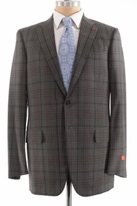 ISAIA NWT Sport Coat Sz 42L Greens Blue & Brown Plaid 140s Wool Base S  - Picture 1 of 11