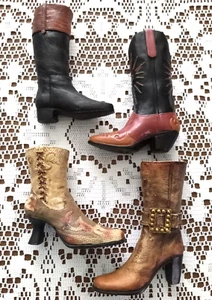 4 VTG Western Boots ORNAMENTS Sculpted Resin RODEO Cowboy JC PENNEYS Fast Ship - Picture 1 of 17