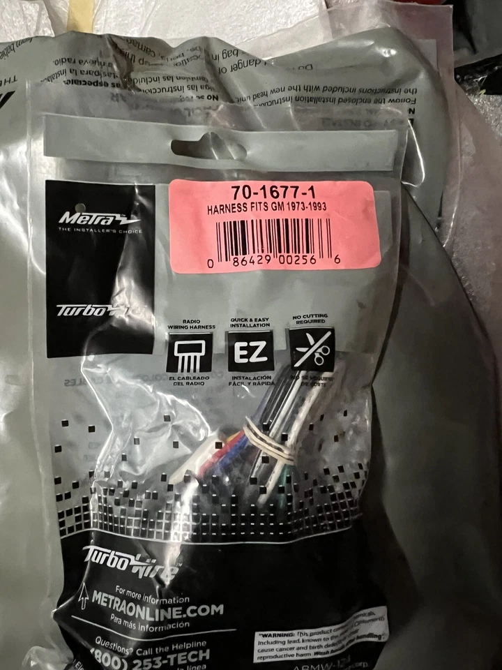 ¡NUEVO! Kit de arnés de cables para automóvil Metra 70-1677-1 para vehículos GM/Chevy 1978-93 seleccionados Foto 1 de 1