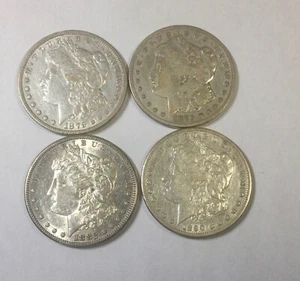 1879 1879S 1882S & 1890S Morgan Dollar Group of FOUR Mixed Grade Coins - Picture 1 of 2
