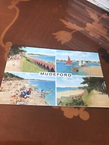 Mudeford  1970s Multiview Postcard Cliff Walk,Avon Beach,Cliff Walk& The Harbour