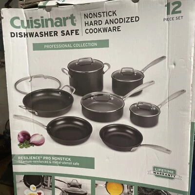 Cuisinart 12 pc Nonstick Cookware Set Professional Hard Anodized Glass Lids - Image 1 of 4
