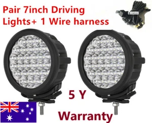 Pair 7 Inch LED Driving Spotlights Round Off road Driving Lights + Wiring Loom - Bild 1 von 12
