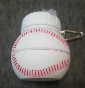 Foldable Silicone Water Bottle Sports Edition Baseball White lid 19 fl. oz - Picture 1 of 2
