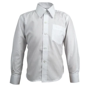 Boys Girls White Dress Shirt XCS-04W Long Sleeve Galaxy School Uniform Size 4-20 - Picture 1 of 3