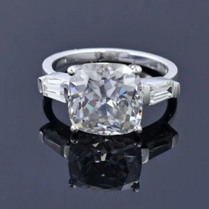 RARO ANILLO DE PLATA 925 de diamante blanco cortado con cojín de 5,30 quilates gran brillo - Imagen 1 de 8