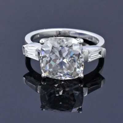 RARO Anillo de Plata 925 Diamante Blanco Corte Cojín Certificado 5.30 Ct Gran Brillo Foto 1 de 4