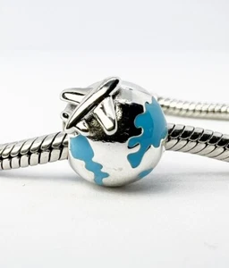 💖 Travel Charm Bead Holiday World Plane World Genuine 925 Sterling Silver 💖 - Picture 1 of 9