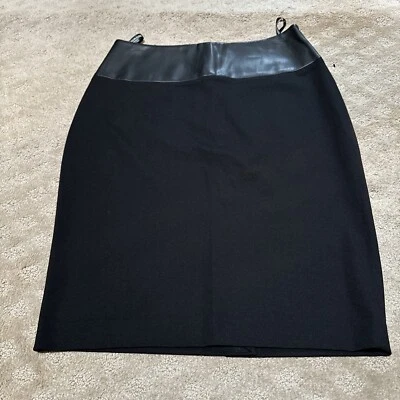 Calvin Klein Black Faux Leather Panel High Waist Pencil Skirt. Sz 6. NEW! - Image 1 of 4
