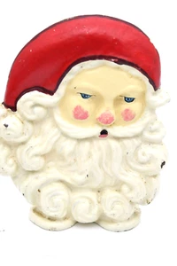 Fermaporta vintage faccia di Babbo Natale barba metallo pesante ghisa decorazione - Foto 1 di 4
