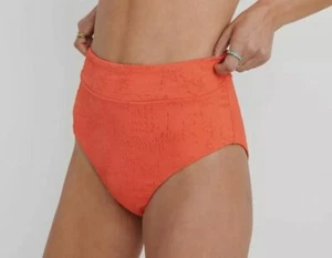 $100 Lucky Brand Women Orange Doheny Beach High-Waist Pant Bikini Bottom Size L - Picture 1 of 1