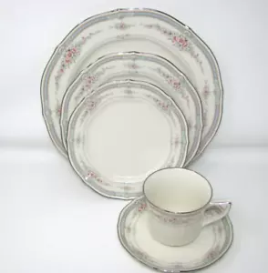 Noritake China Rothschild 5pc Place Setting Dinner Plate Salad Bread Cup Saucer - Picture 1 of 9