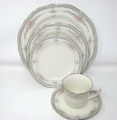 Noritake China Rothschild 5pc Place Setting Dinner Plate Salad Bread Cup Saucer - image 1 of 4