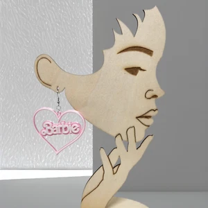 America Love Heart Hollow 3D Printed Pink/White Women Earrings Jewelry Gift - Picture 1 of 4