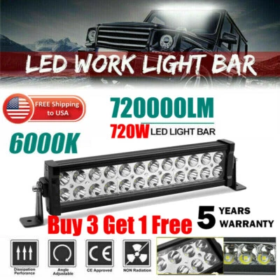 Combo de barra de luz LED de 14 pulgadas 720 W punto inundación conducción todoterreno camión SUV ATV 14" EE. UU. Foto 1 de 4