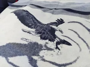 Bald Eagle Blanket - 55"x58" - Black Gray White - Pendleton Woolen Mills - Wool - Picture 1 of 6