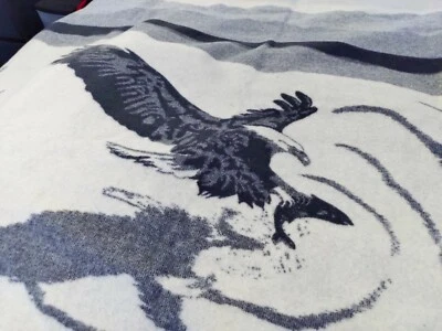 Bald Eagle Blanket - 55"x58" - Black Gray White - Pendleton Woolen Mills - Wool - Image 1 of 4