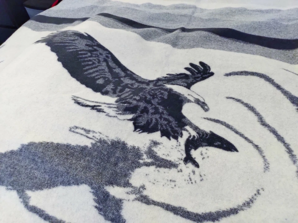 Bald Eagle Blanket - 55"x58" - Black Gray White - Pendleton Woolen Mills - Wool - Image 1 of 4